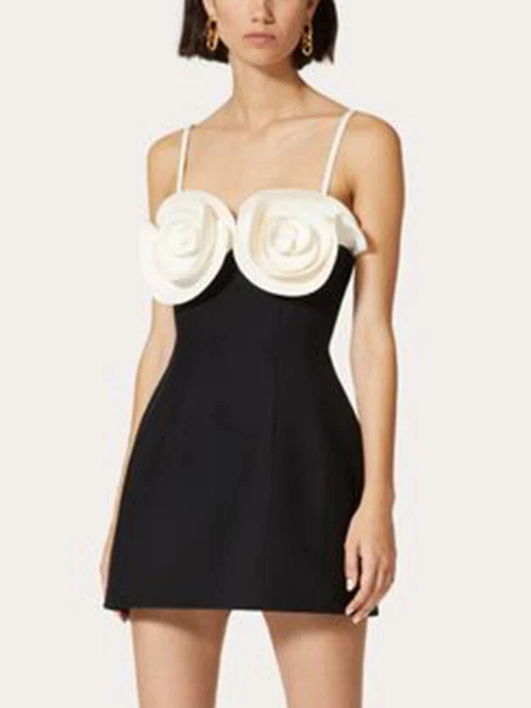 Sleeveless Square Collar Appliqué Mini Dress