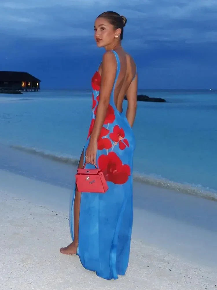 Sleeveless Square Neck Split Dress