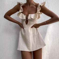 Sleeveless Summer Ruffle Mini Dress