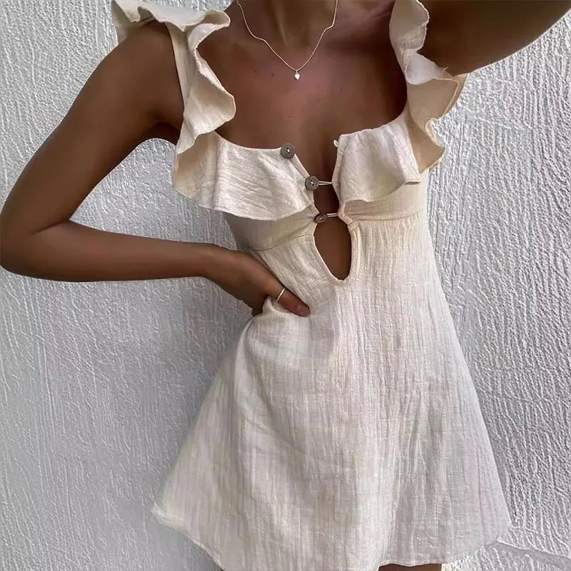 Sleeveless Summer Ruffle Mini Dress