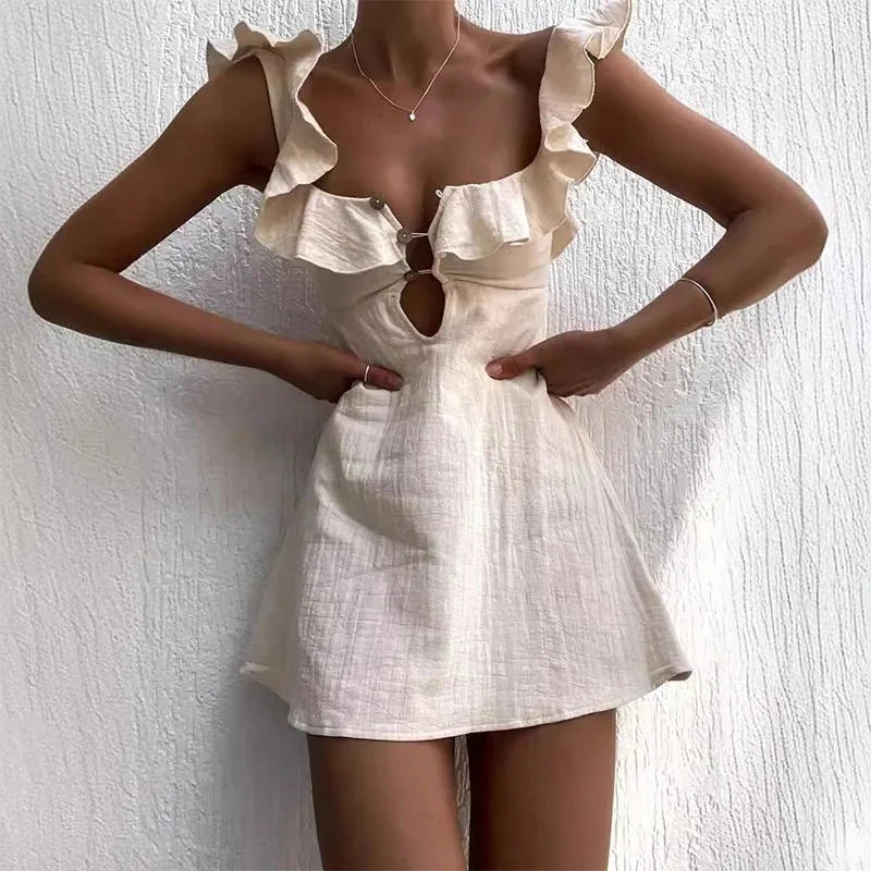 Sleeveless Summer Ruffle Mini Dress