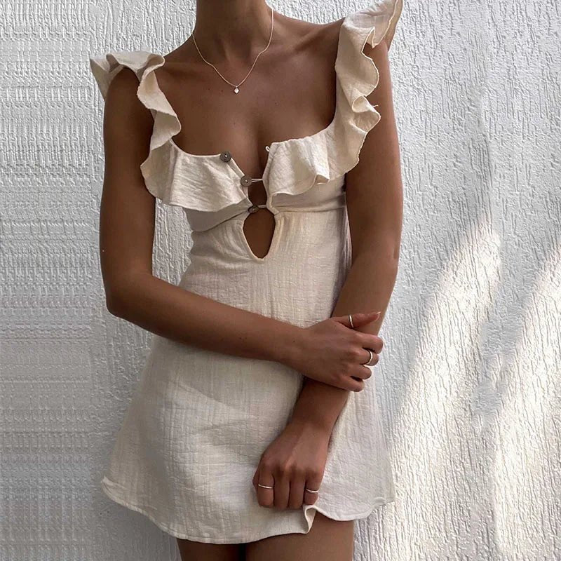 Sleeveless Summer Ruffle Mini Dress