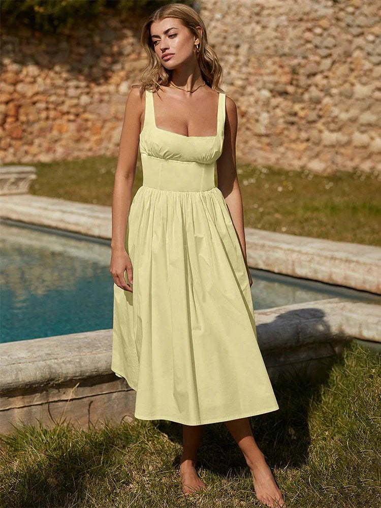 Slim Bodycon A-Line Midi Dress