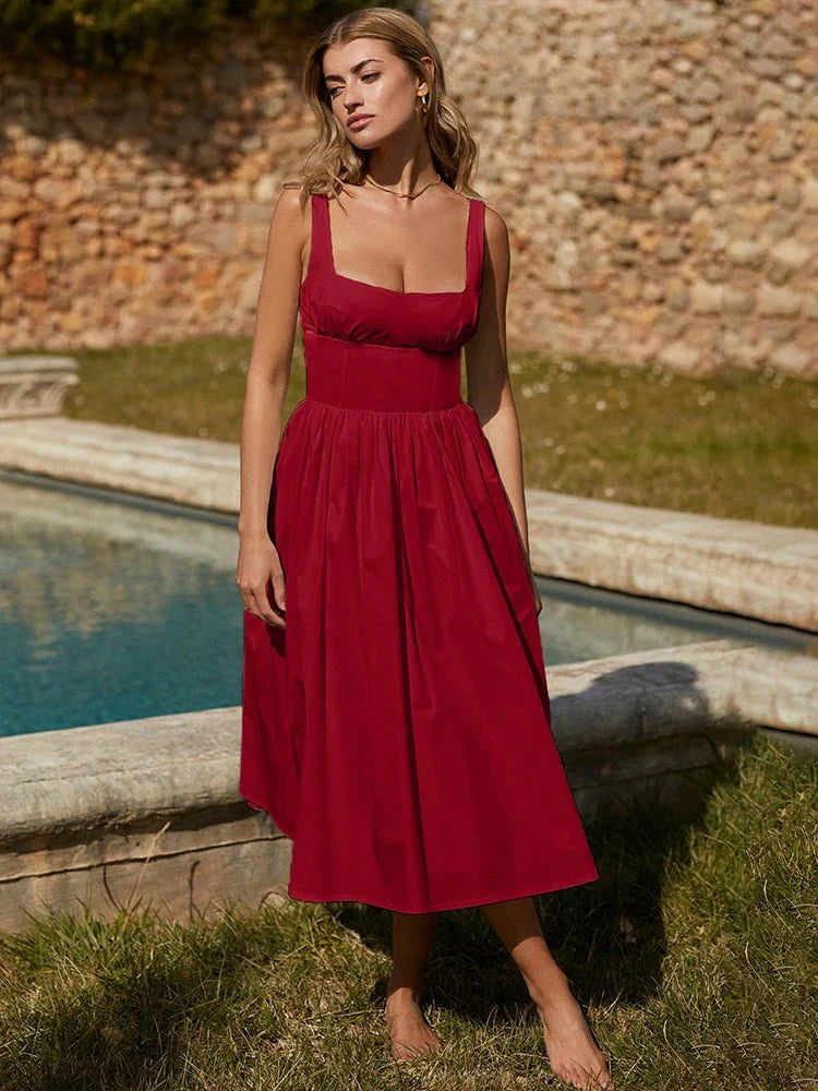 Slim Bodycon A-Line Midi Dress