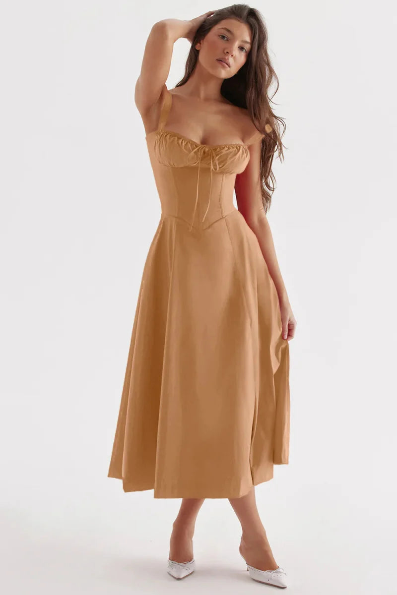 Slim Bodycon A-Line Midi Dress