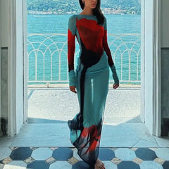 Slim Fit See-through Long Dress Cover-Up