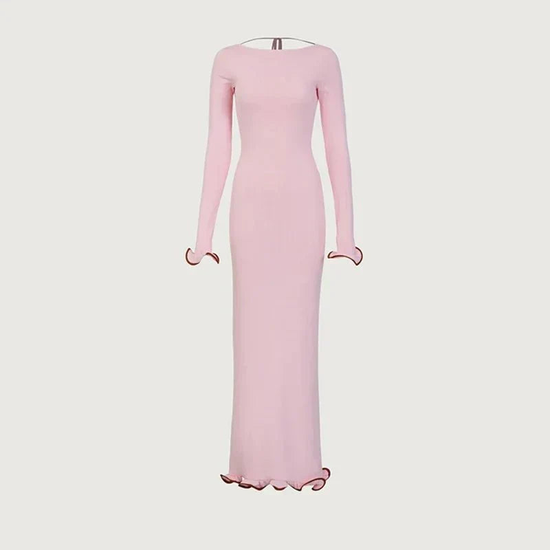 Slim Knitted Long Sleeves Mini Dress