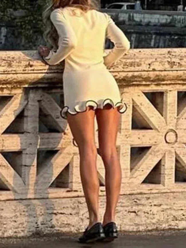 Slim Knitted Long Sleeves Mini Dress