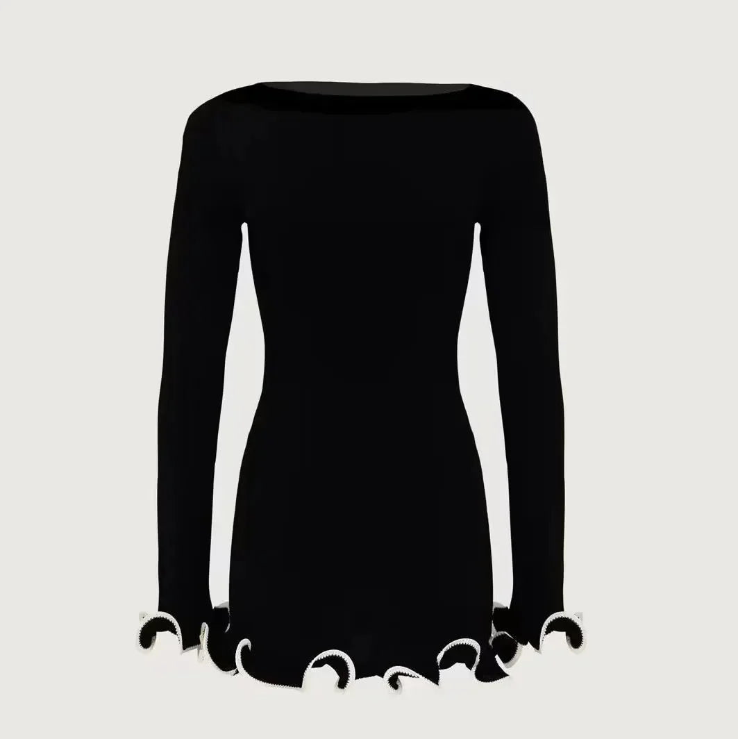 Slim Knitted Long Sleeves Mini Dress