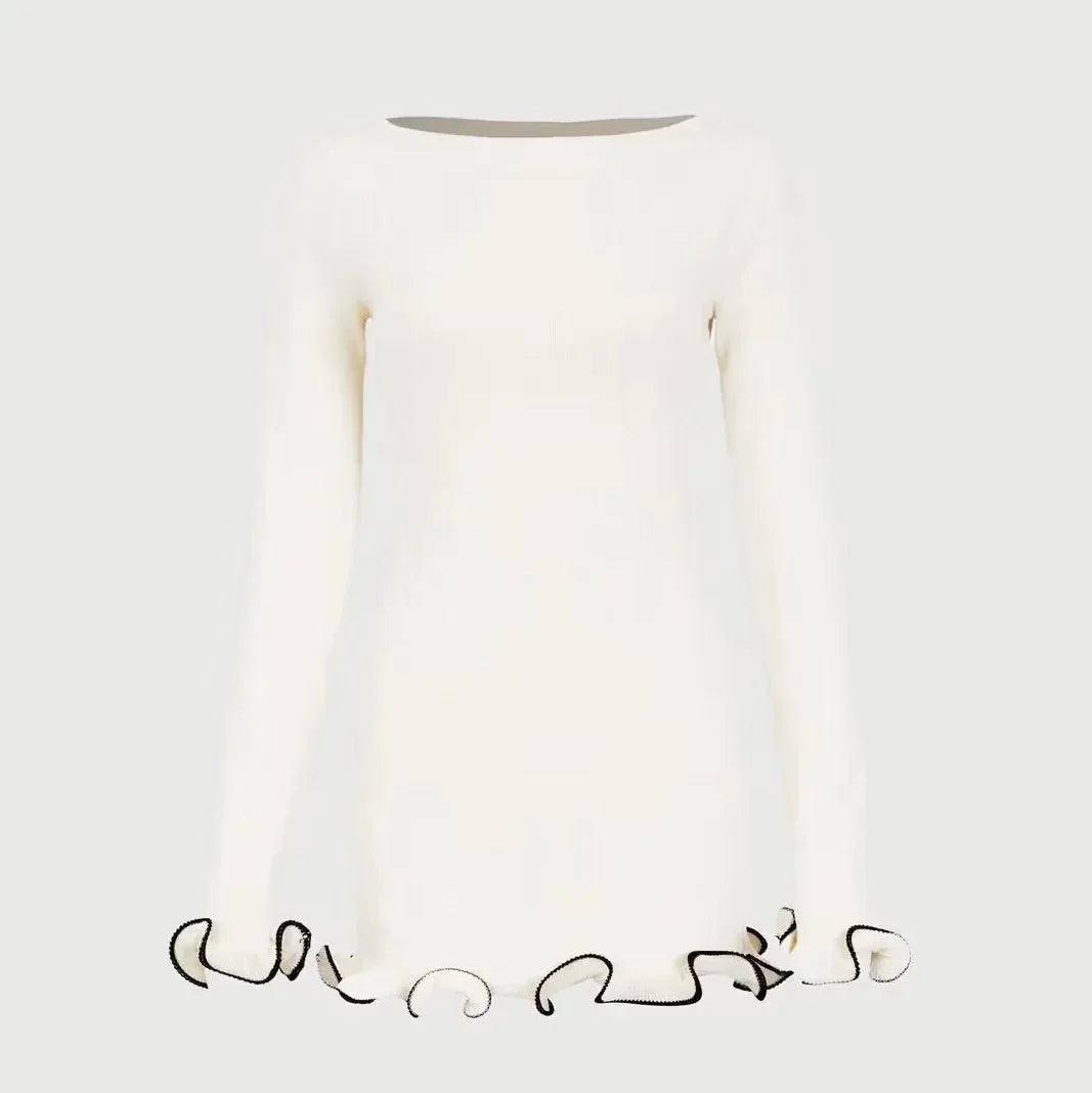 Slim Knitted Long Sleeves Mini Dress