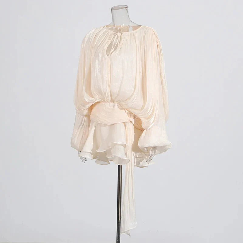 Solid Blouse Mini Dress