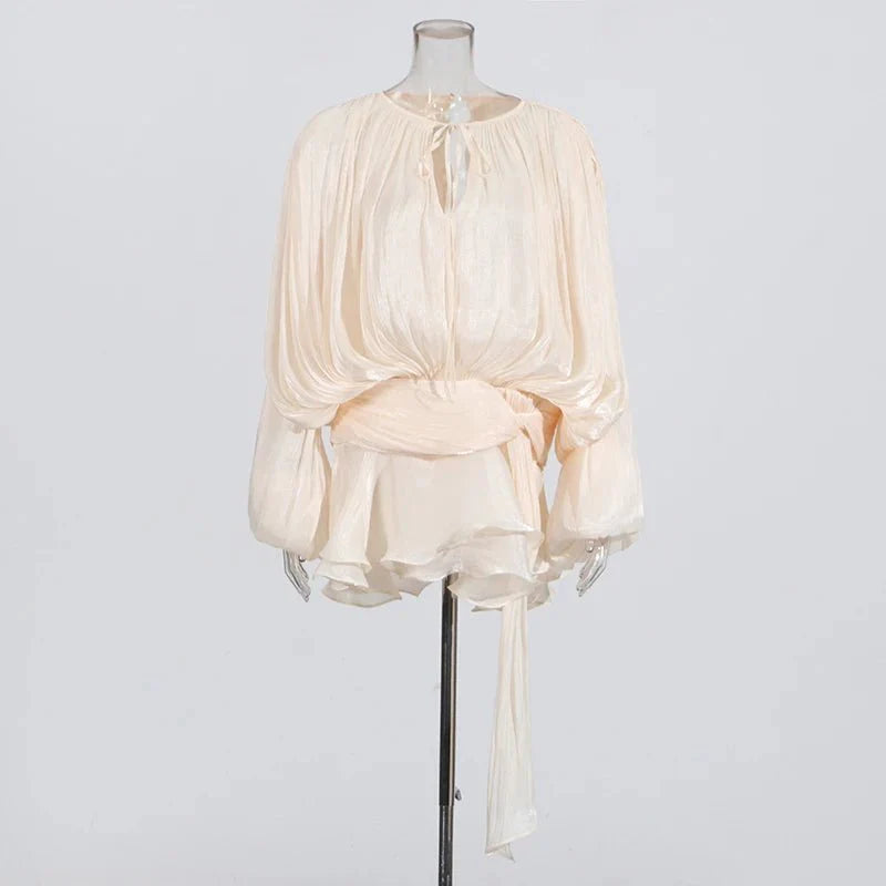 Solid Blouse Mini Dress