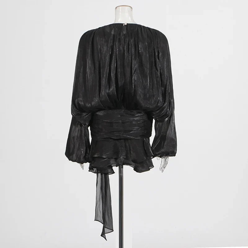 Solid Blouse Mini Dress