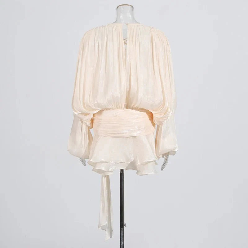 Solid Blouse Mini Dress