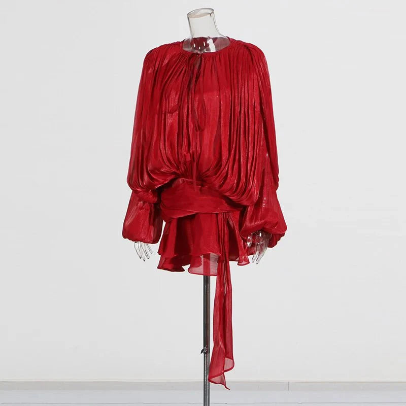 Solid Blouse Mini Dress