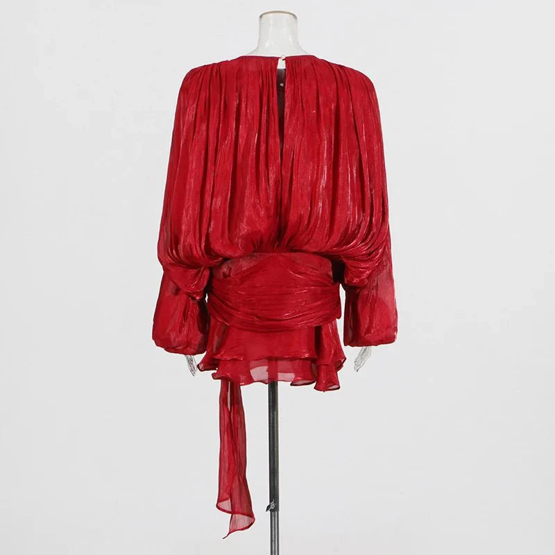 Solid Blouse Mini Dress