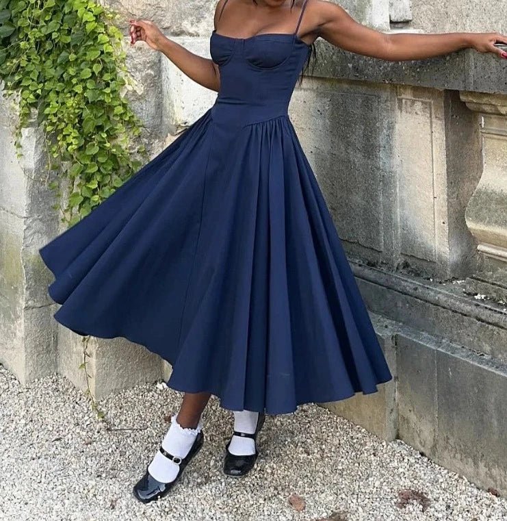 Spaghetti Strap Midi Slim A Line Party Dresses