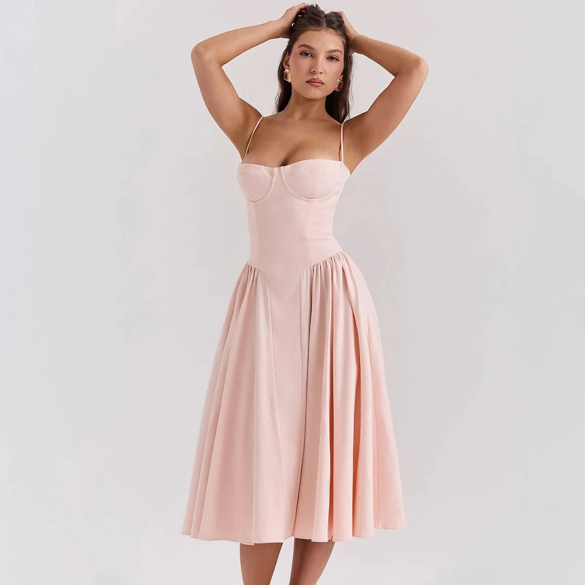 Spaghetti Strap Midi Slim A Line Party Dresses