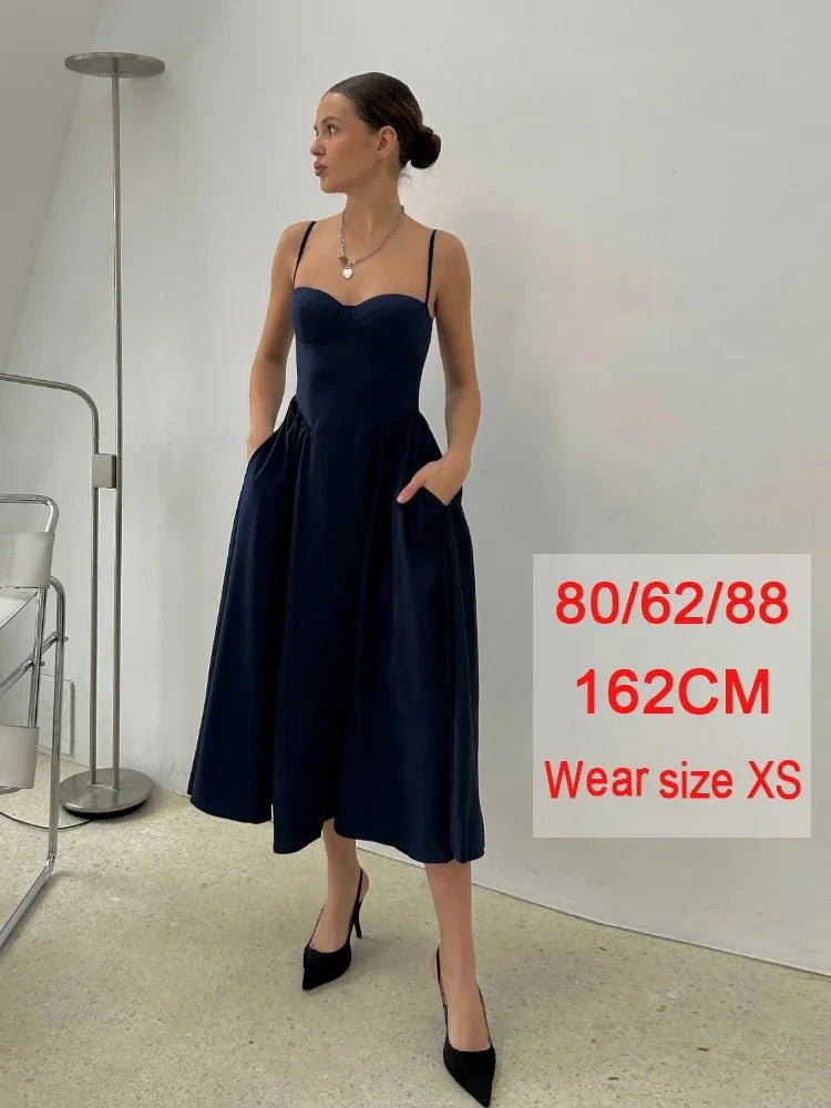 Spaghetti Strap Midi Slim A Line Party Dresses