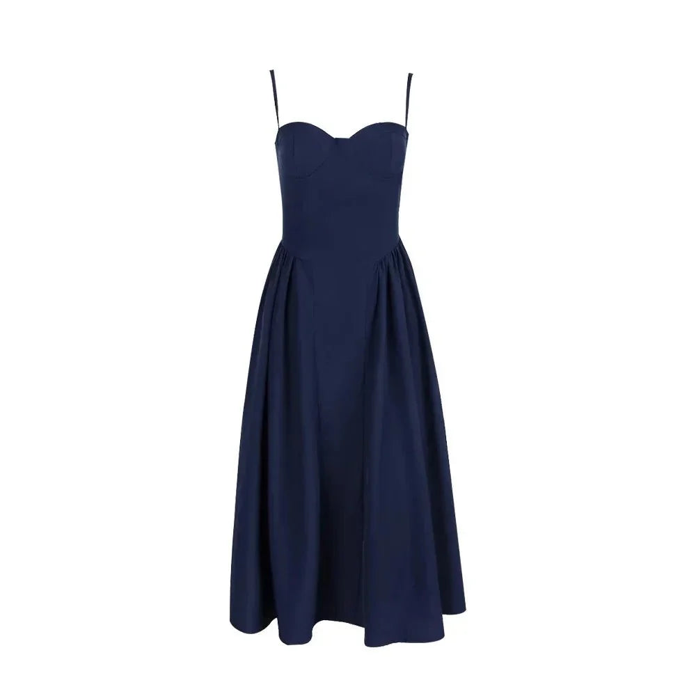 Spaghetti Strap Midi Slim A Line Party Dresses