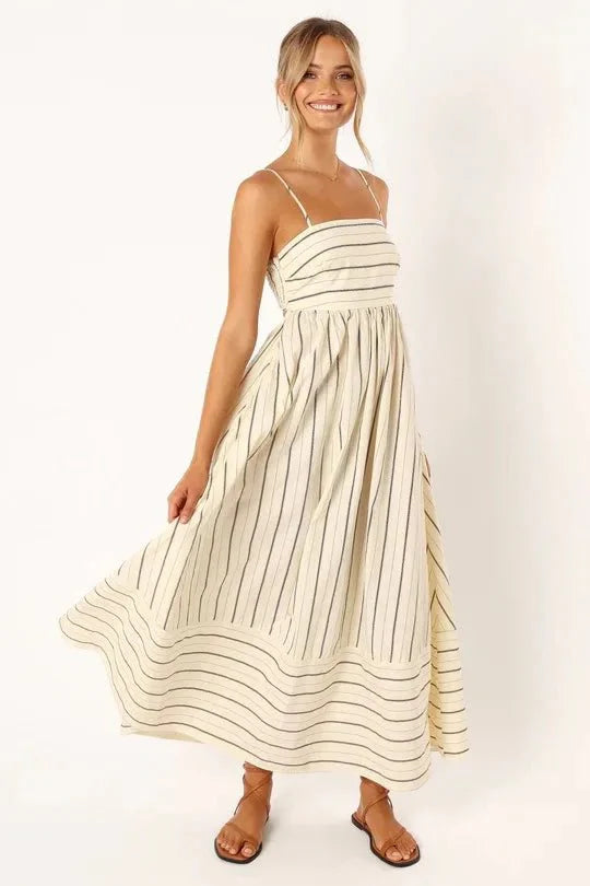 Spaghetti Strap Style Striped Maxi Dress