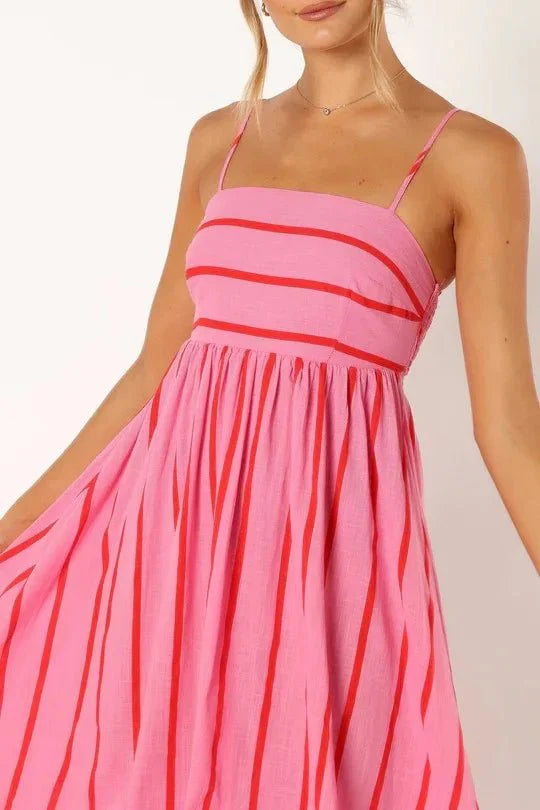 Spaghetti Strap Style Striped Maxi Dress