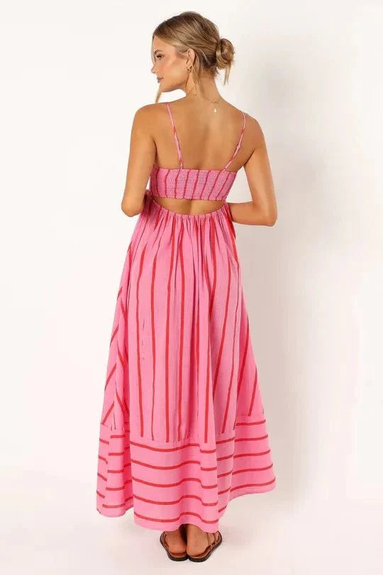 Spaghetti Strap Style Striped Maxi Dress