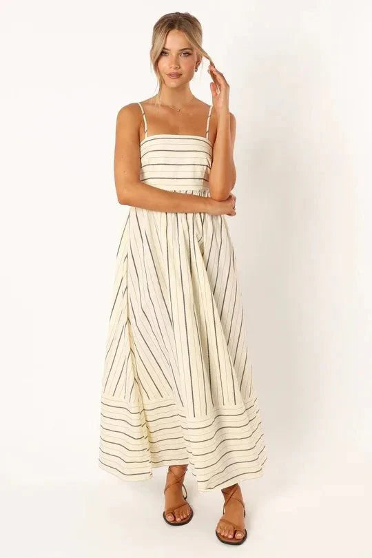 Spaghetti Strap Style Striped Maxi Dress