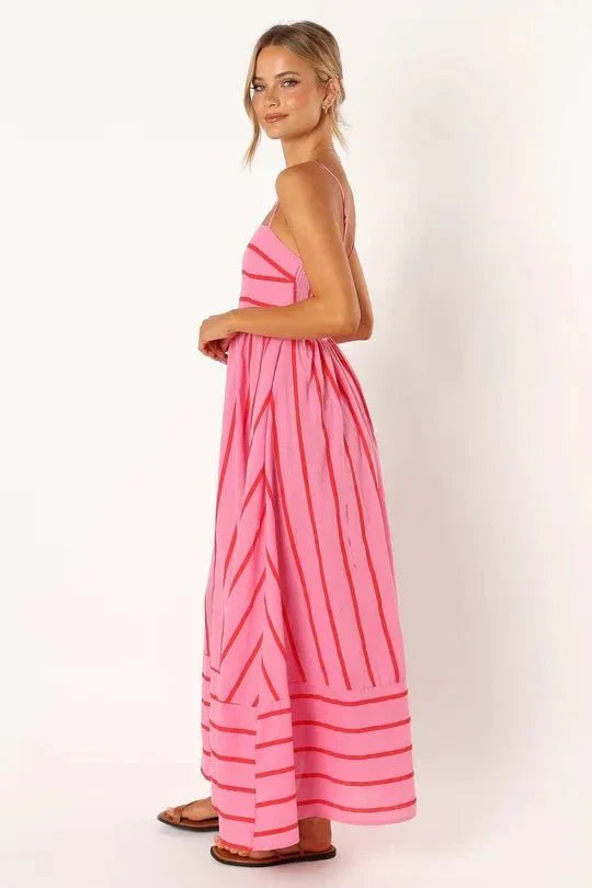 Spaghetti Strap Style Striped Maxi Dress
