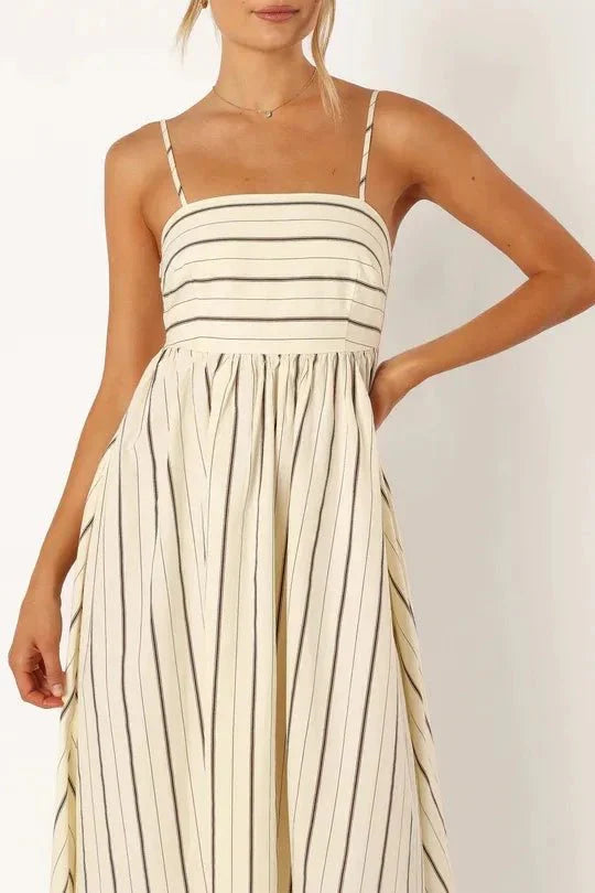 Spaghetti Strap Style Striped Maxi Dress