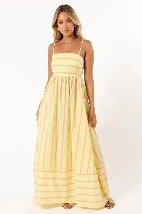 Spaghetti Strap Style Striped Maxi Dress