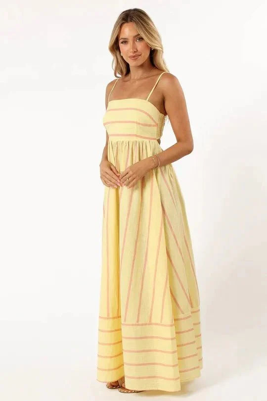 Spaghetti Strap Style Striped Maxi Dress
