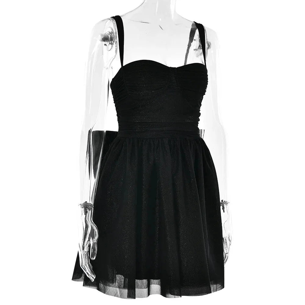 Sparkling Apricot Spaghetti Strap Mini Dress