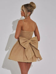 Sparkling Apricot Spaghetti Strap Mini Dress