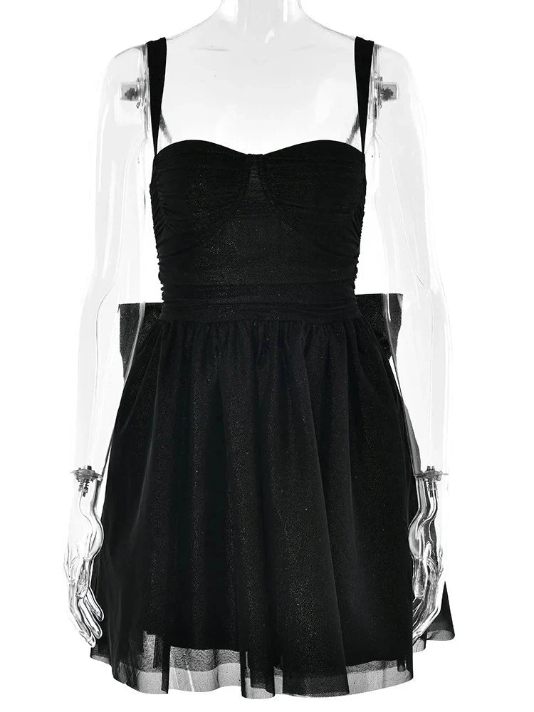 Sparkling Apricot Spaghetti Strap Mini Dress