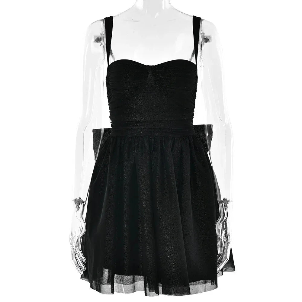 Sparkling Apricot Spaghetti Strap Mini Dress