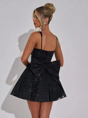 Sparkling Apricot Spaghetti Strap Mini Dress