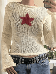 Pydshop Star Crochet Knit Cropped Knit Top