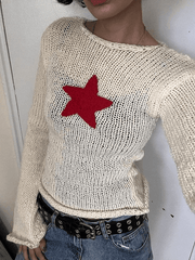 Pydshop Star Crochet Knit Cropped Knit Top