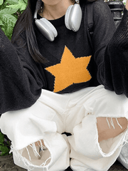 Pydshop Star Pattern Semi Sheer Knit Top