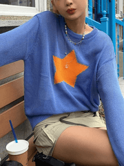 Pydshop Star Pattern Semi Sheer Knit Top