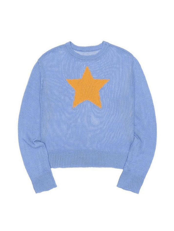 Pydshop Star Pattern Semi Sheer Knit Top