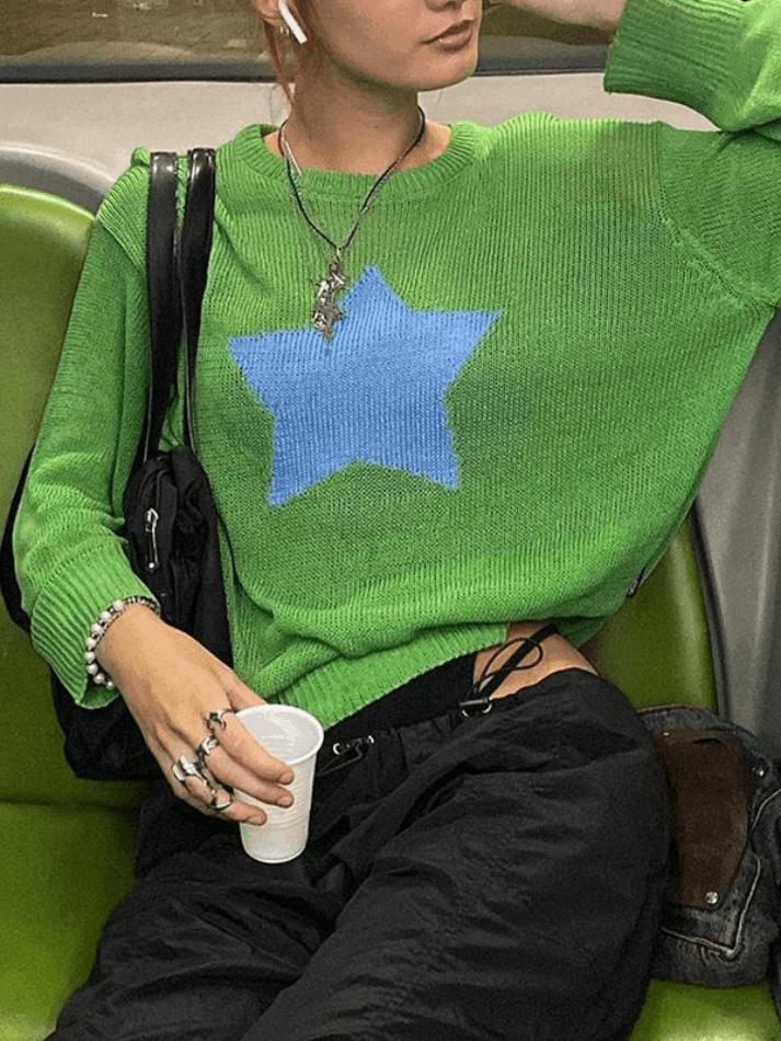 Pydshop Star Pattern Semi Sheer Knit Top