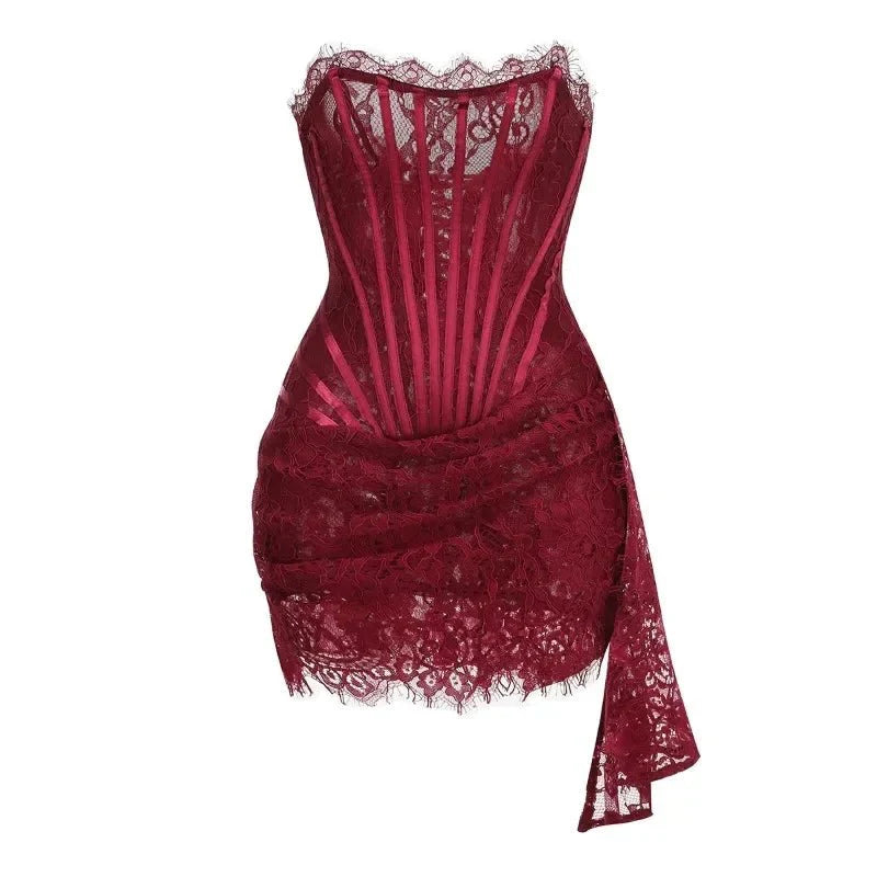 Strapless Lace Mini Dress
