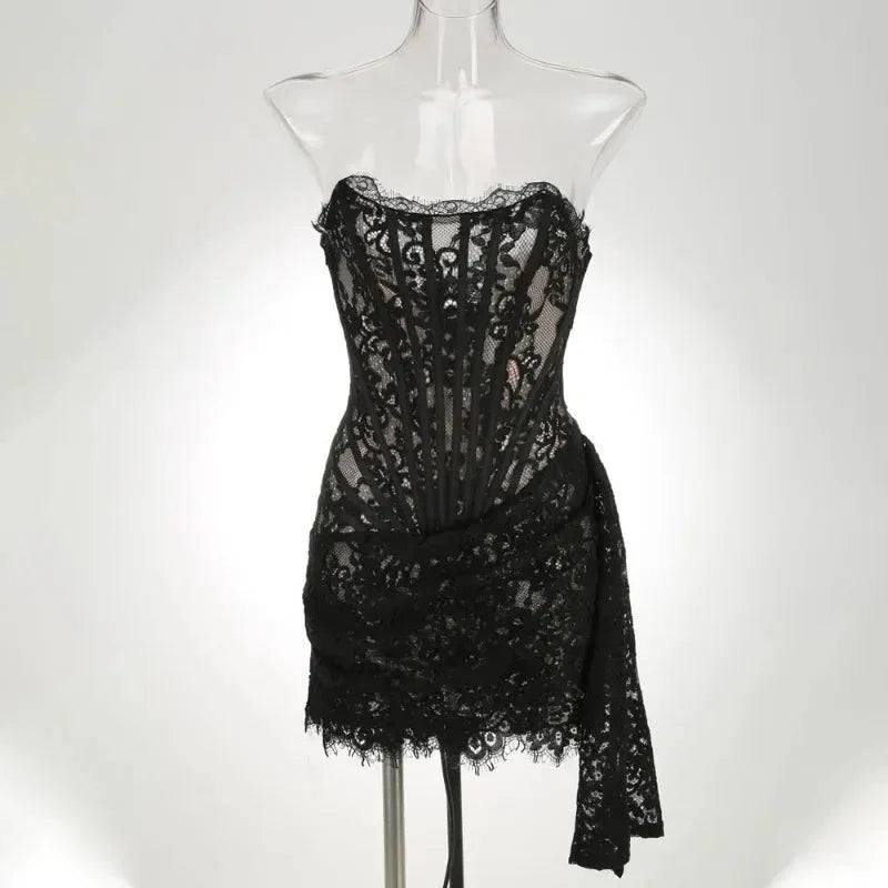 Strapless Lace Mini Dress