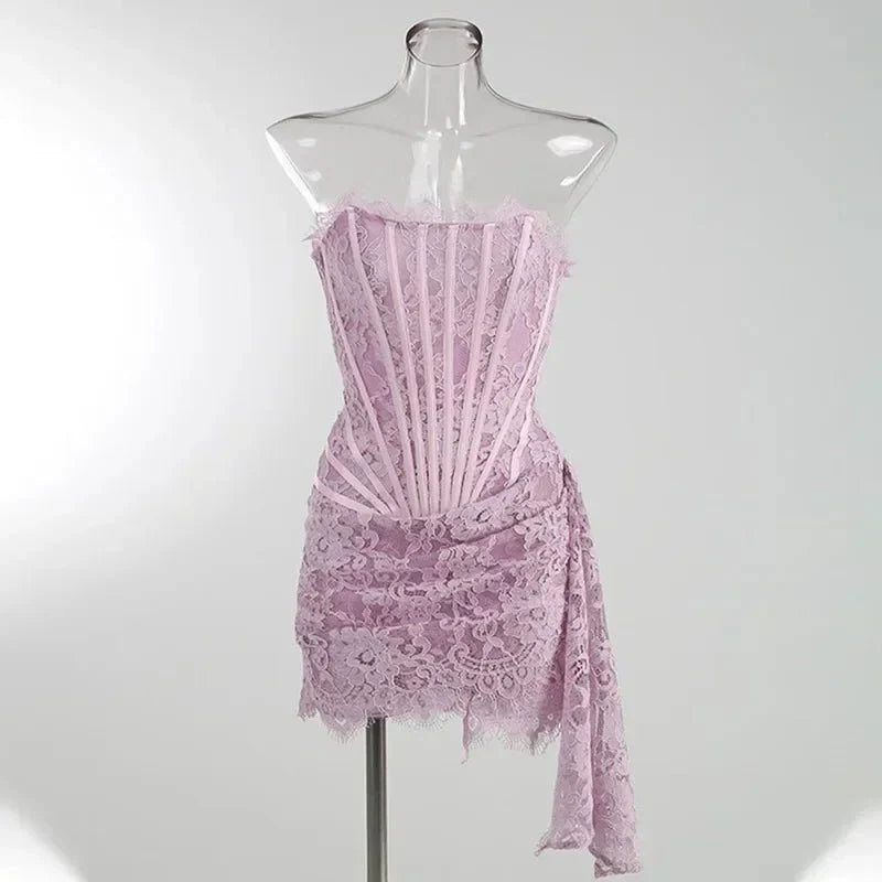 Strapless Lace Mini Dress