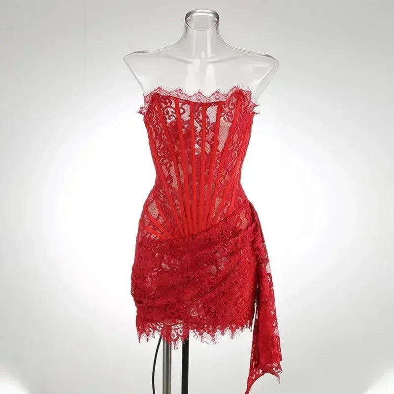 Strapless Lace Mini Dress
