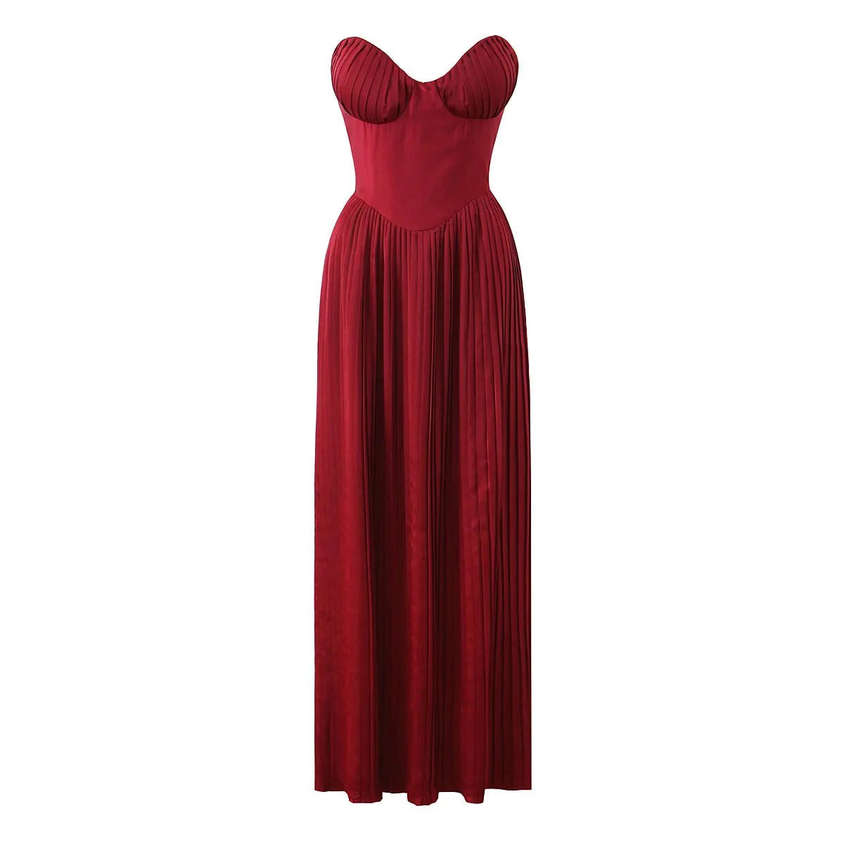 Strapless Pleated Maxi Dress