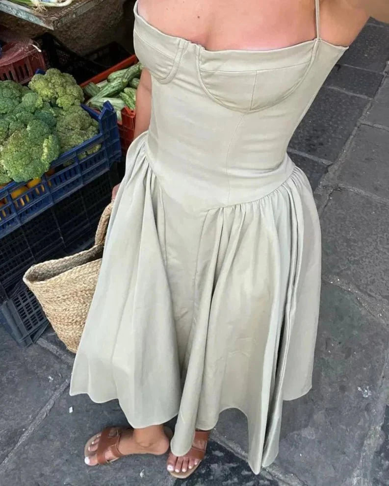 Strapless Ruffle Maxi Dress