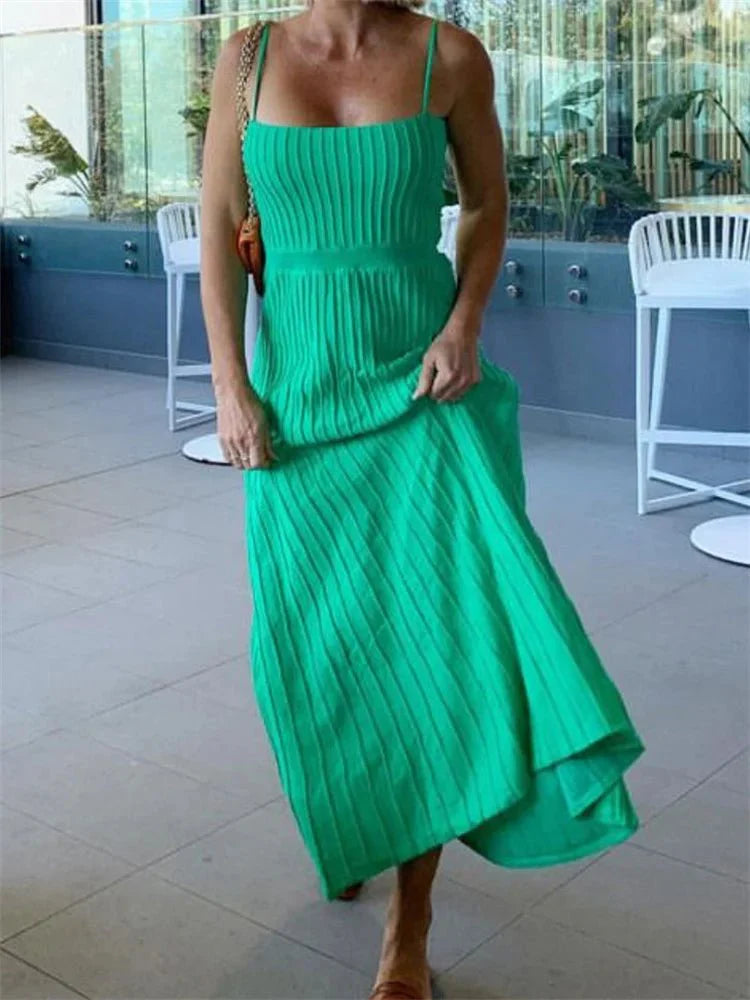 Stretchable Backless Knit Maxi Dress